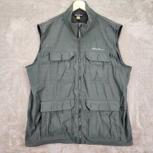 Eddie Bauer Vest Hunting Fishing Hiking Safari Photography Trekker Pockets Sz L